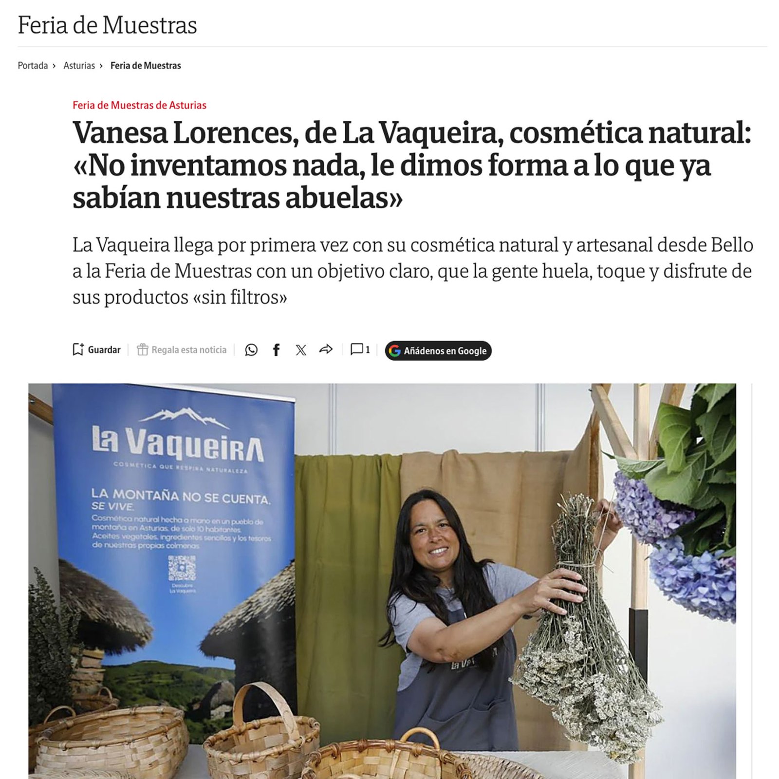 Noticia El Comercio digital, La Vaqueira en la Feria de Muestras